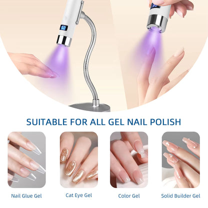 Mini Cordless UV LED Nail Dryer with Smart Sensor – Desktop & Handheld Rechargeable Lamp