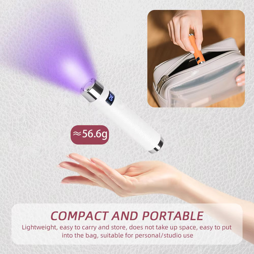 Mini Cordless UV LED Nail Dryer with Smart Sensor – Desktop & Handheld Rechargeable Lamp