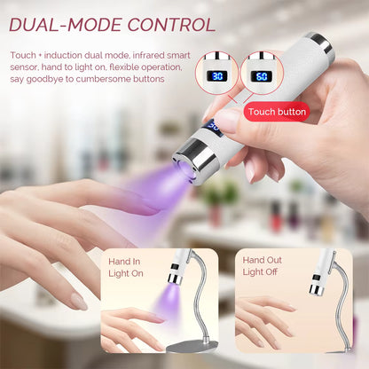 Mini Cordless UV LED Nail Dryer with Smart Sensor – Desktop & Handheld Rechargeable Lamp