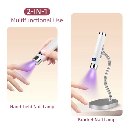 Mini Cordless UV LED Nail Dryer with Smart Sensor – Desktop & Handheld Rechargeable Lamp