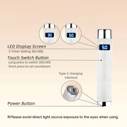 Mini Cordless UV LED Nail Dryer with Smart Sensor – Desktop & Handheld Rechargeable Lamp