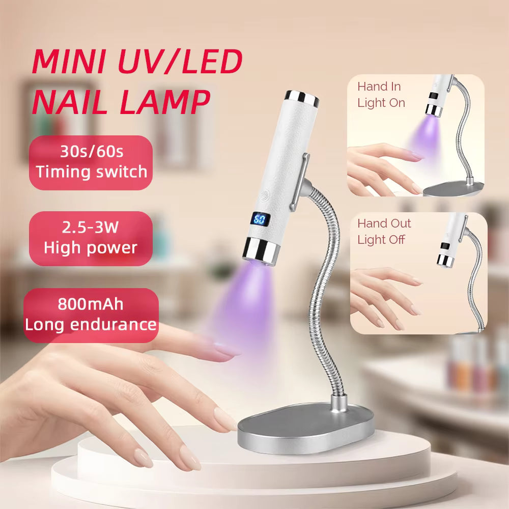 Mini Cordless UV LED Nail Dryer with Smart Sensor – Desktop & Handheld Rechargeable Lamp